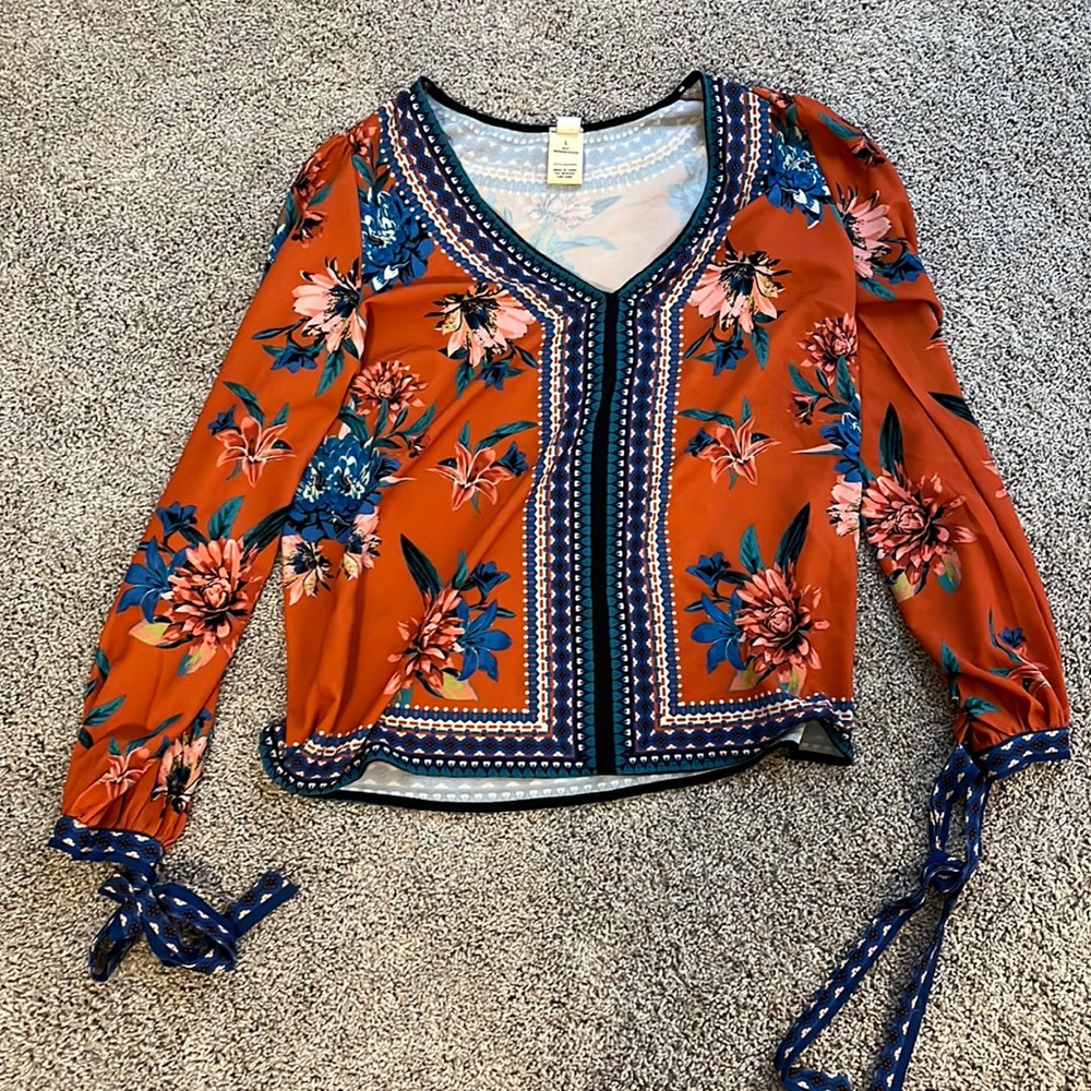 Flying Tomato Orange Floral Blouse